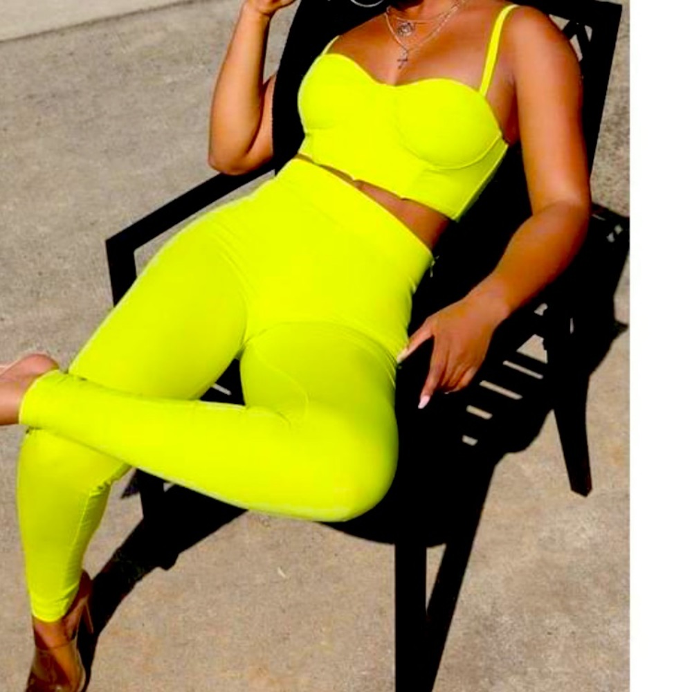 Neon Lime Green crop set. Latoya forever collab